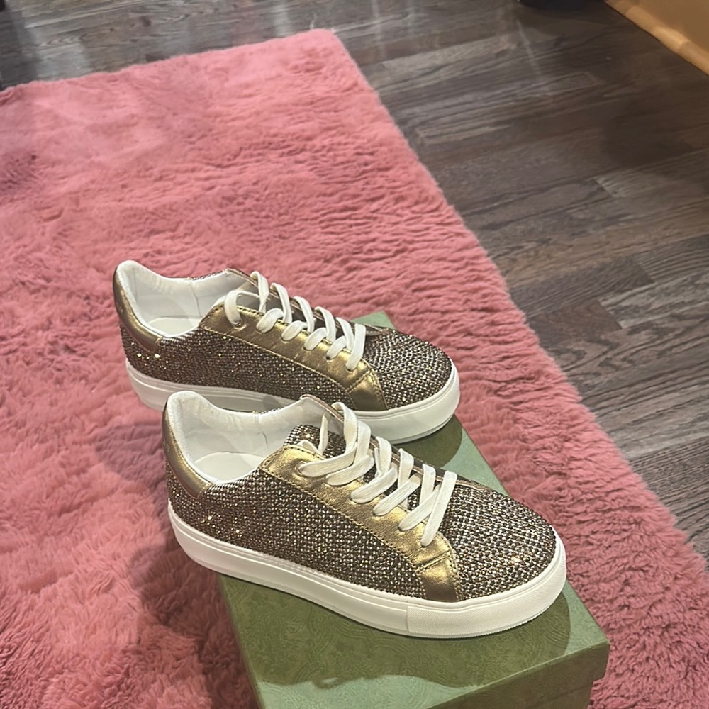 Kurt Geiger Gold and Silver Sneakers with Platform Sole
